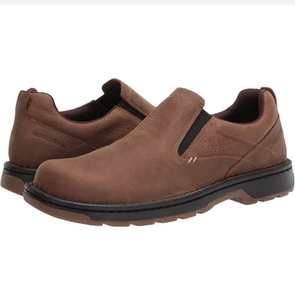 Merrell Brown Men's World Legend 2MOC  Slip-On Leather Loafers Size 9.5 M